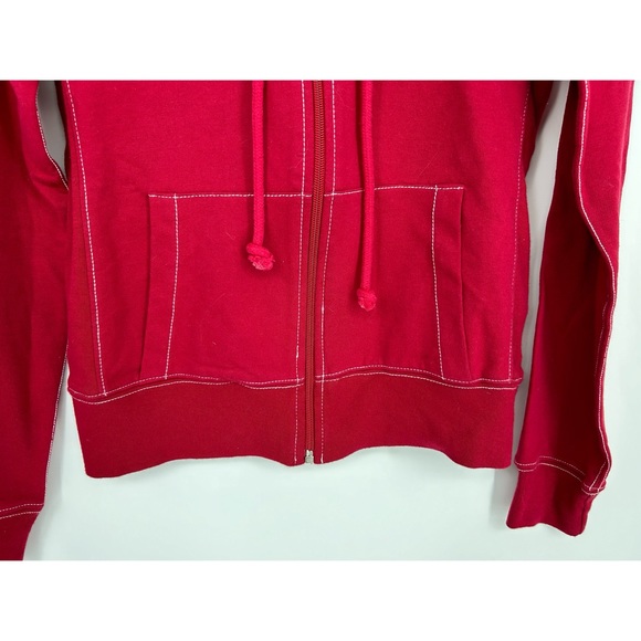 Aqua Rose Red Zip Up Hoodie Cotton Sweatshirt - Picture 3 of 5